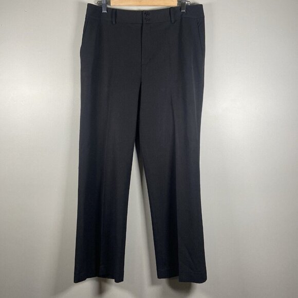 LAUREN Ralph Lauren Black Adelle Straight Leg Wool Blend Trouser Pants- Size 10 - Picture 1 of 7